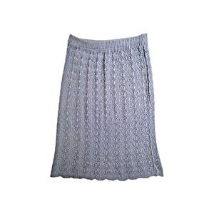Vintage Crochet Blue Shell Scallop Knit Sweater Skirt Evanna New York Size 10